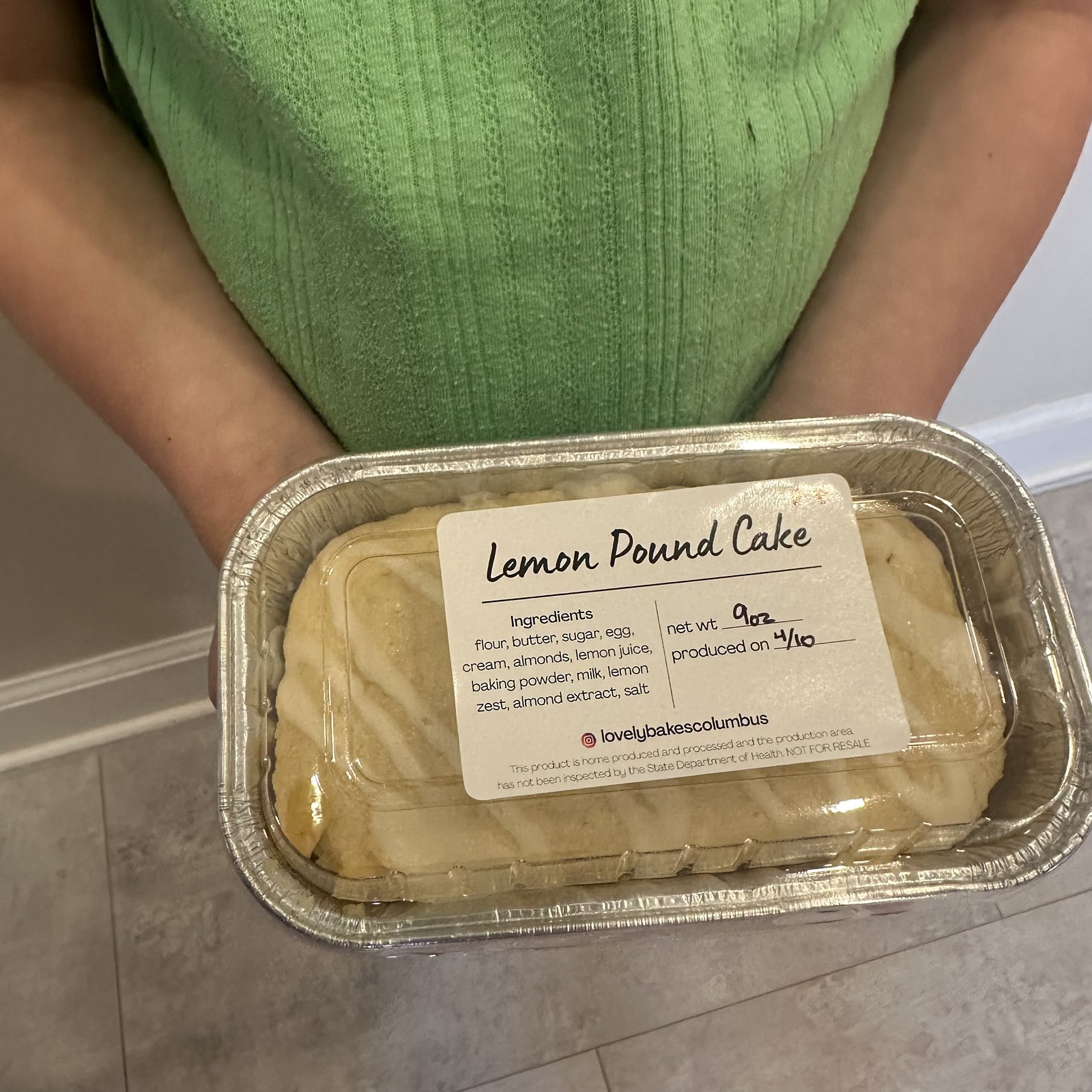 Sliced lemon pound cake with almond glaze